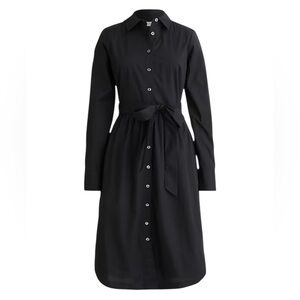 J.Crew Factory Long Sleeve Poplin Shirt Dress in Black
